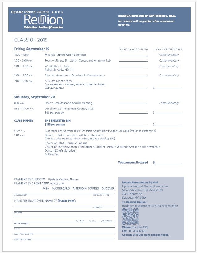 Class of 2015 2015 RSVP